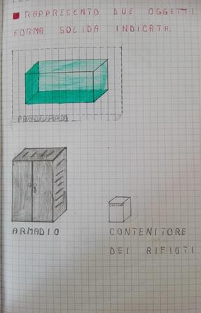 Pagina di quaderno con disegni di solidi